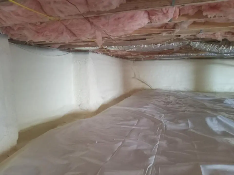 Crawl space encapsulation with closed-cell spray foam for Commercial Roof Restoration in Detroit Lakes